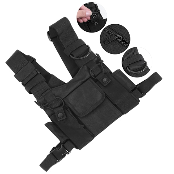 Walkie Talkie Bröst Front Pack Ficka Taktik Utomhus Väst Rig Bärväska Förvaringsväska