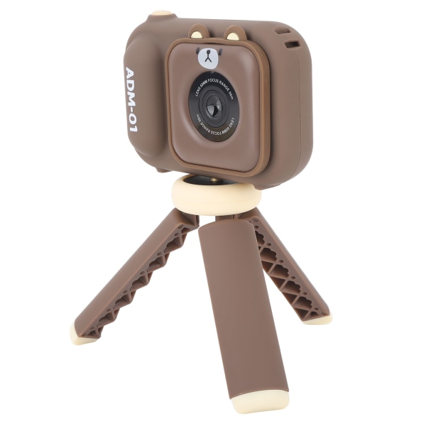 2,4 tommers skjerm barnekamera dobbeltobjektiv håndholdt kamera for fotografering video innebygd 600mAh batteri brun