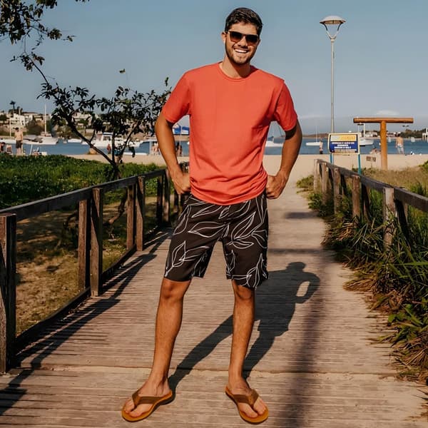Sommarflip-flops för män, strandtofflor i läder och tyg, yogaskor för poolen - bekväma och slitstarka (storlek 41–42)