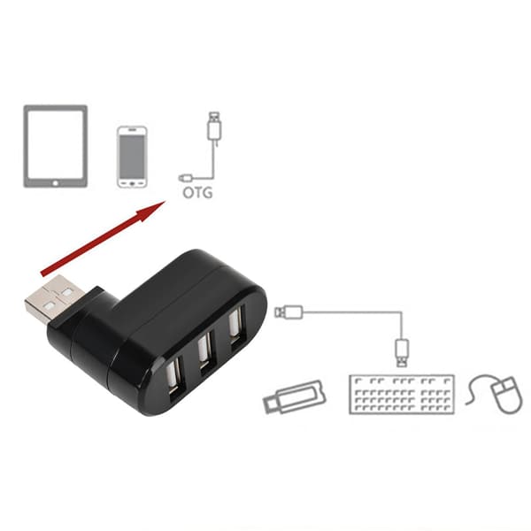 USB Hubs Porte USB 2.0 Mini Roterende Splitter Adapter Hub til PC Notebook Laptop Sort