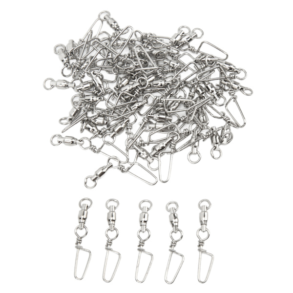 50 st High Strength Fiske Snap Swivels Rostfritt Stål B-Typ Kullager Swivels för Saltvattenfiske 0#
