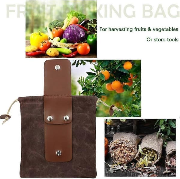 Foderpåse Vaxad Canvas Hopfällbar Utomhus Camping Foderficka Svampförvaring Vattenavvisande Läder Bushcraft Bälte Tinder Dump Fickor Brun