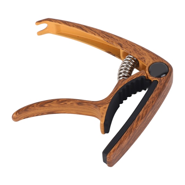 Gitarr Capo Metal Justerbar fjäderspänning Capo för akustisk elektrisk ukulele bas Brown Wood Grain