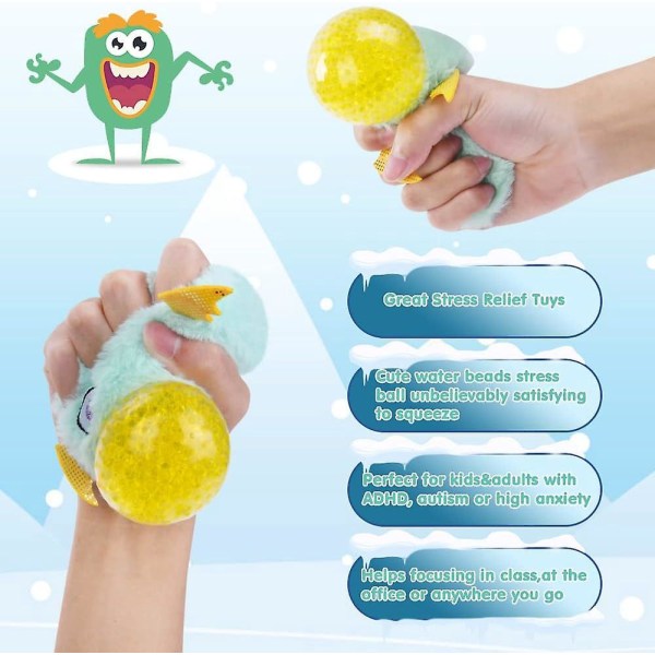 Squishy Blue Monster Anti-stress boldlegetøj til børn og voksne for at lindre håndleds- og fingerstress