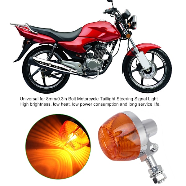 2ST Motorcykel Blinklys Blinker Markør Ravfarvet Lampe Baglygte