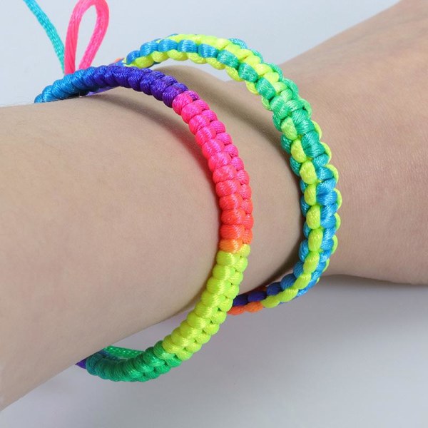 7 farger garn håndvevd tau DIY fargerikt armbånd Amazon Hot Selling Rainbow Woven Armbånd