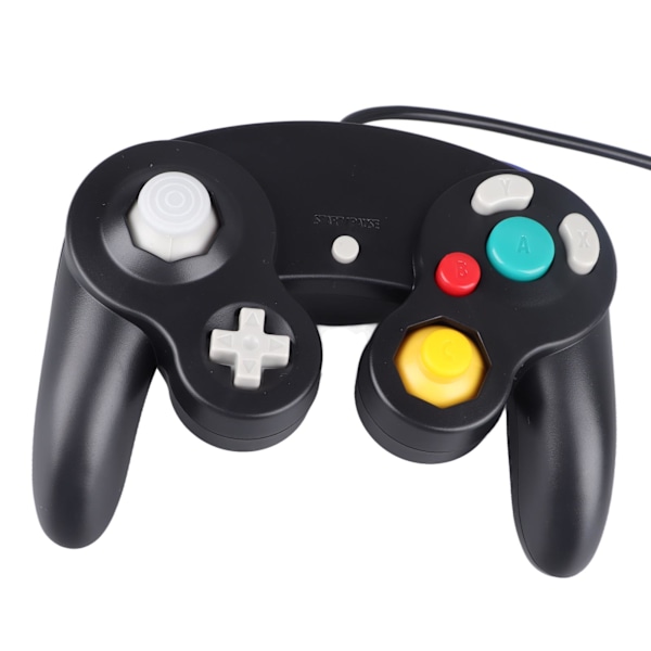 Kablet Spillkontroller Plug and Play Enkeltpunkts Vibrasjons Gamepad Joystick for GC for Wii Svart