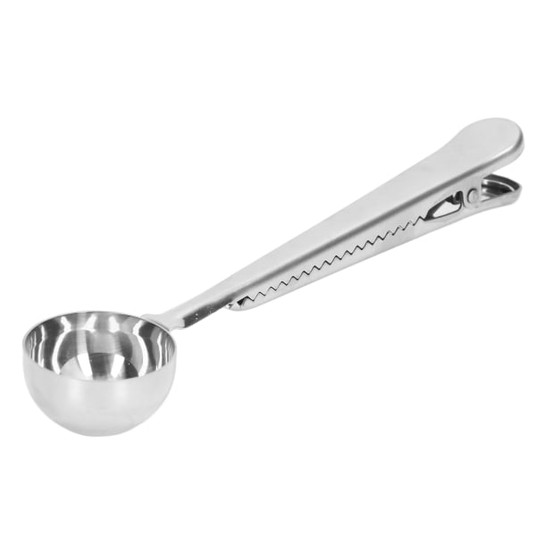 Kaffesked förseglingsklämma 2 i 1 rostfritt stål Tät försegling Fördjupa Design Bekväm Praktisk kaffedricksverktygSilver
