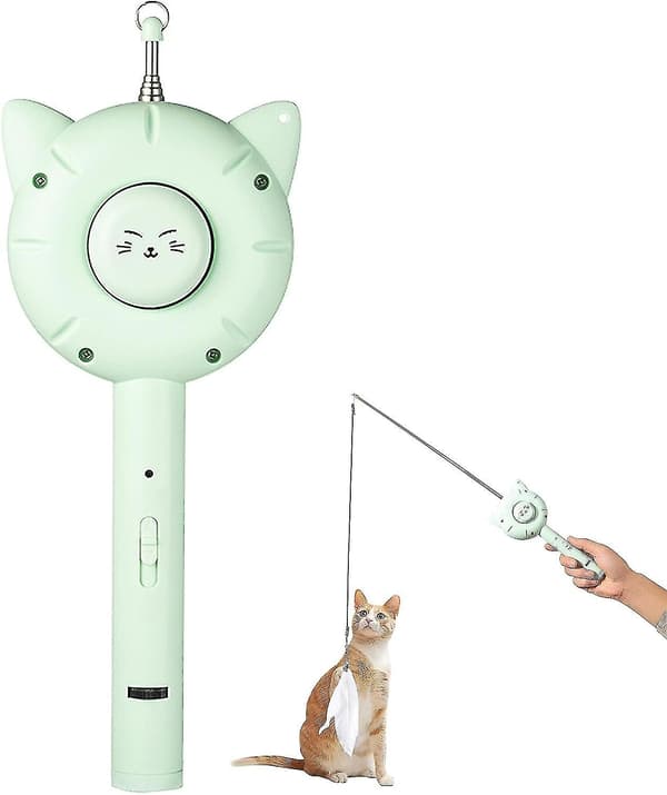 Interactive Cat Toy, Multifunctional Cat Toy with Practical Hair Combing, Five Light Patterns, Retractable
