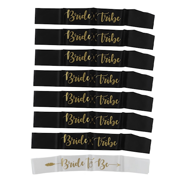 8 st Brud Brudtärna Skärp Guld Bokstäver Allergivänligt Material Bröllop Bride to Be Skärp Set för Bröllopsfester Svart Vit