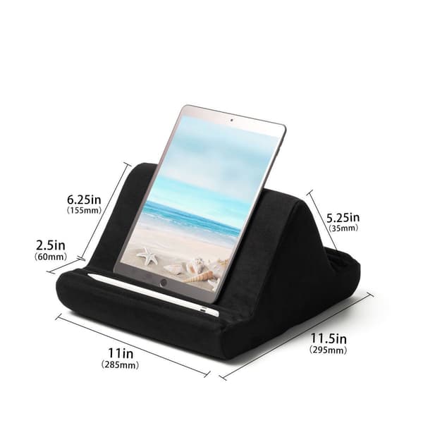 Tablet Pillow Stand, Soft Cushion for Lap - Tablet Holder for Bed with 6 Viewing Angles, for 4-13\" Black