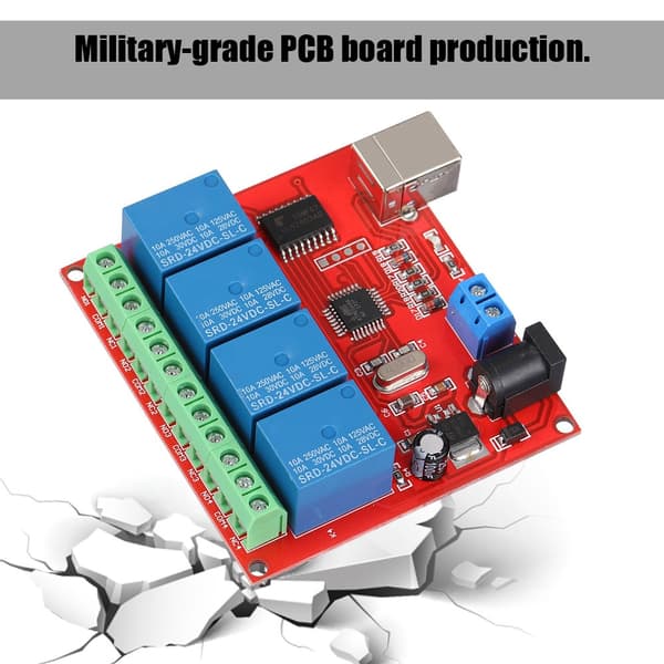 4-kanals 24V Computer USB Smart Switch Controller PC Relæ Drive Modul Udvidelseskort