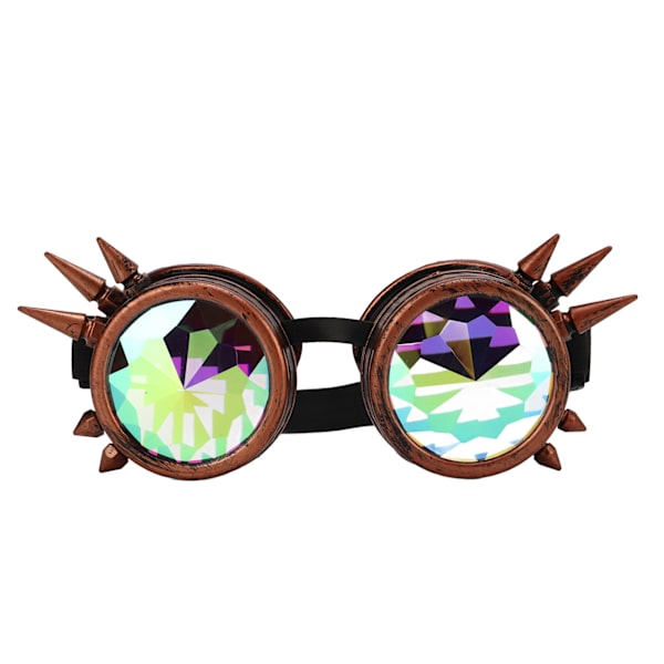 Halloween Kalejdoskop Rave-glasögon Regnbågskristall Linser Justerbara Trippy Psykedeliska Steampunk-glasögon Lila Brons