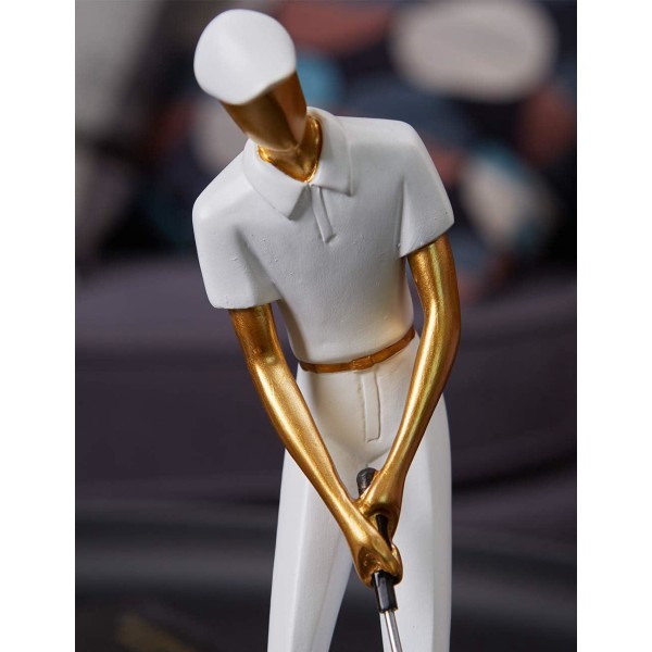 Art Golfer Figur Statue Dekor Golf Skulptur Resin Arts Gift Hvit 24 cm, Seksjon C