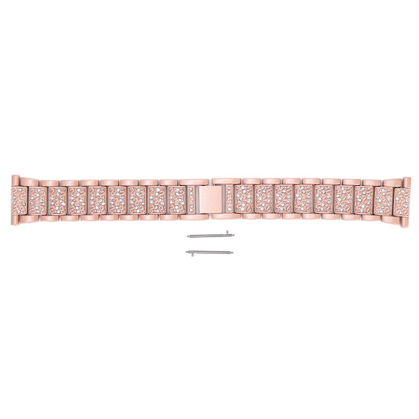 Klokkereim Metal erstatningsbånd med Rhinestone kompatibel for Huawei Watch 22mm Pink
