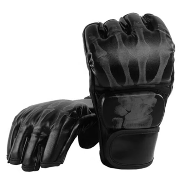 Halvfinger Sport Handskar Ergonomiska PU-Läder Säckhandskar Träningshandskar för Sandsäckar
