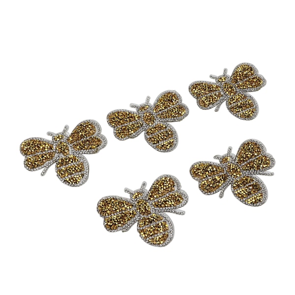 5 stk. Små Bi Rhinestone Patches Skygger Pletter Skader Sød Form Gule Dyr Rhinestone Applikationer til DIY Håndværk
