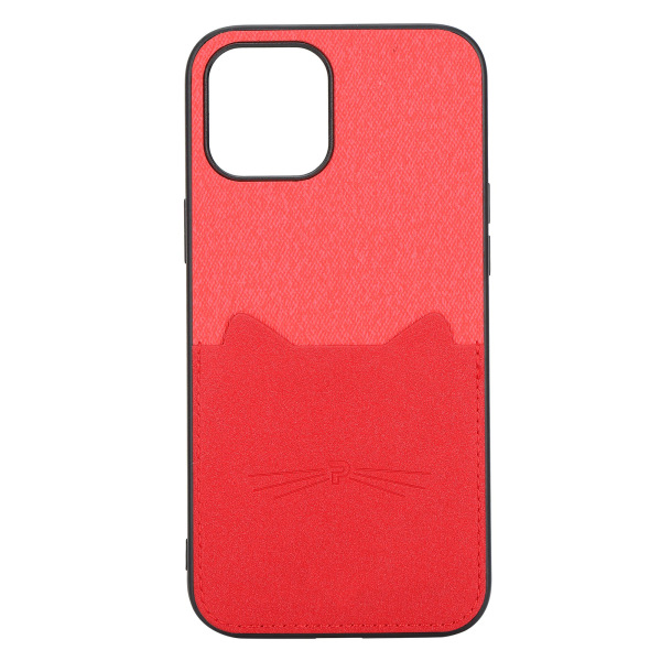 Case för IPhone 12 Pro Max med kreditkortshållare PU-läder Slim Back Cover Skyddsfodral Röd