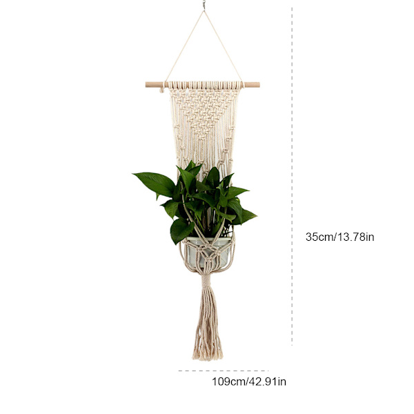 Nordisk stil handvävd gobeläng blomkruka hängande nätväska vägg hängande korg bohemisk gobeläng vägg hängande växtkruka