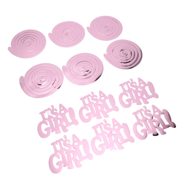 Whirls Party Dekor Lys Sterke Farger Krokdesign Baby Shower Takdekorasjon for Hjem Vindu Døråpning Dekor Rosa