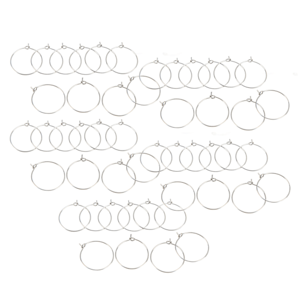 50 STK 20 mm Bulk Hoop Øreringe Rustfrit Stål DIY Anti Allergi Vinglasringe Smykkefremstilling Bryllup Fødselsdagsfest