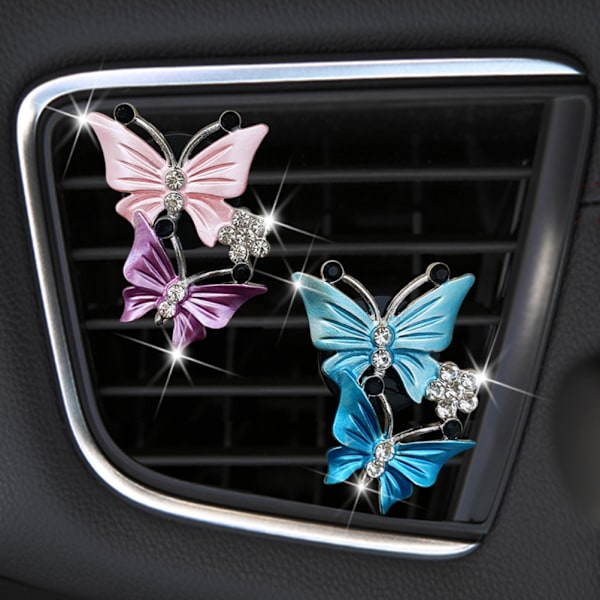 2 kpl Perhonen Auton Ilmastointiventtiilin Kiinnike Auton Tuoksu Auton Diffuusori Ilmanraikastin Strassit Auton Bling Tarvikkeet