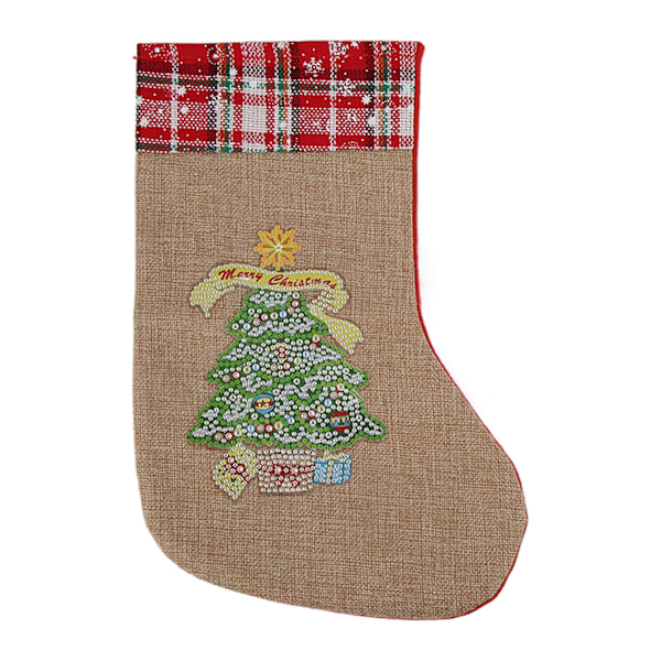 Julstrumpor Linne Flanell Material Stark Färg Utsökt Design Juldekorationer Ornament