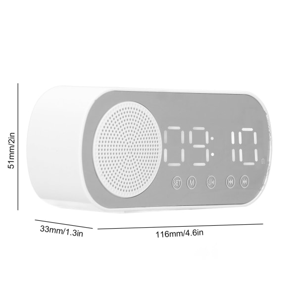 Bluetooth 5.0-högtalare med FM-radio och uppladdningsbar spegelklocka