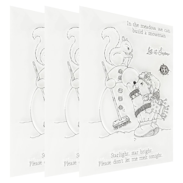 3 stk. Klar Stempel Unik Snømann Design Resirkulerbare Transparente Prege Stempler for DIY Scrapbook Håndverk