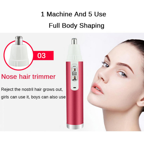 5 i 1 multifunktion för kvinnor Elektrisk hårborttagningsmedel Elektrisk hårborttagningssats Mini Rakapparat Trimmer Razor