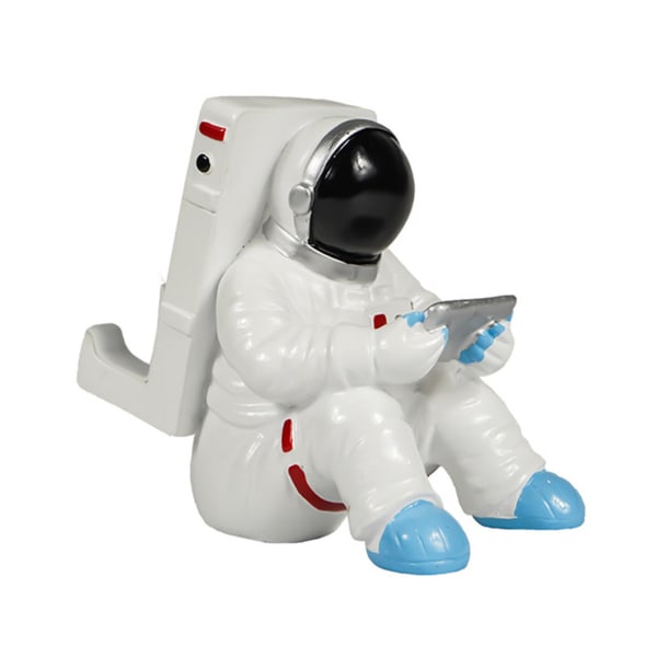 Astronaut Phone Holder Resin Unique Design Secure Support Spaceman Cell Phone Holder for Phone Tablet Sit Down 10x7x9.6cm