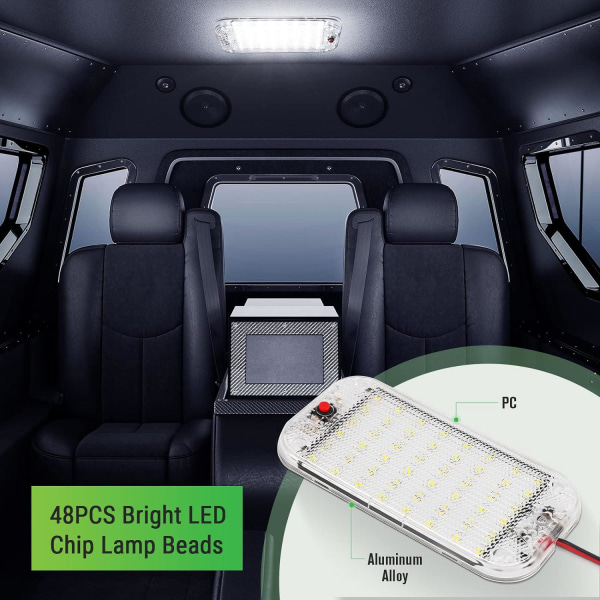 12V LED interiørlys 48 LED billampe med av/på bryter for varebil campingbåt 4 stk