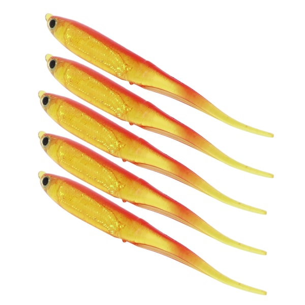 5 stk silikon kunstig simulering myk fisk form lokke agn fiskeutstyr for ferskvann oransje rød