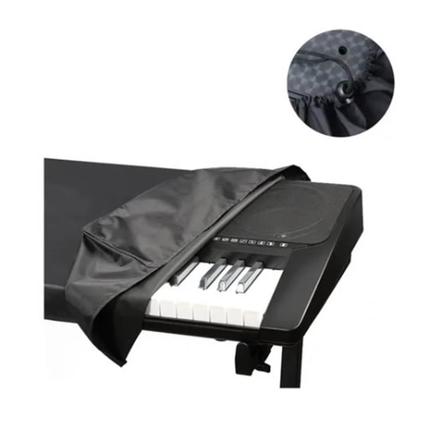 Piano Cover Myk Elastisk Justerbar Stropp Spenne Støvdeksel for 88 Key Piano Black