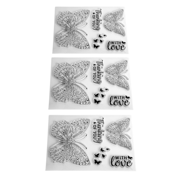 3 stk. Transparent Stempel Sommerfuglformet Preget DIY Scrapbook Kortlaging Transparent Stempeldekorasjon