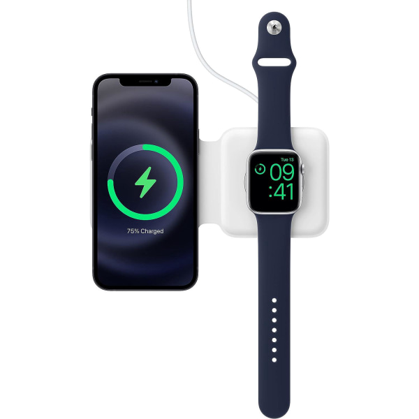 Apple MagSafe Duo - Trådlös laddare med snabbladdningskapacitet, typ-C väggladdare, kompatibel med iPhone, AirPods och watch