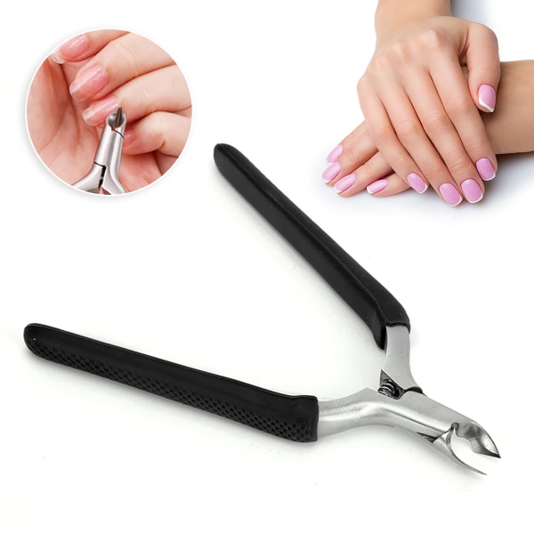 Rustfritt stål Cuticle Nipper Cutter Cuticle Remover Neglemanikyrverktøy Svart