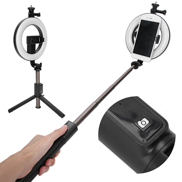 Trådløs Bluetooth Mobiltelefon Selfie Stick Fyld Light Bracket LED Fyld Light Tripod