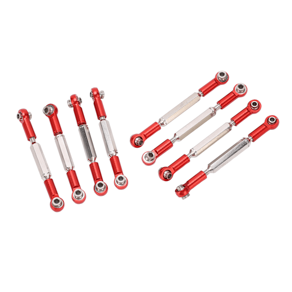 8 stk metal justerbar styrestang aluminiumlegering servostang trækstang til WPL C14 C24 B14 MN D90 D91 Rød