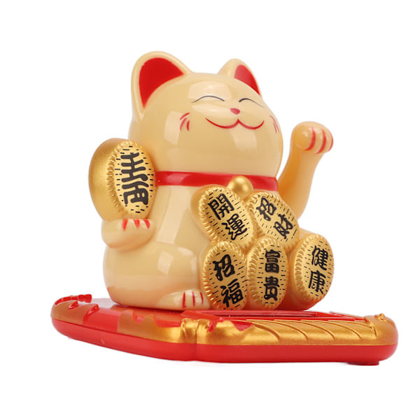 Lykkelig Kat Solcelledrevet Mini Størrelse Bringer Rigdom og Skatte Sød Smil Holdbar Maneki Neko til Bil Soveværelse Kontor Gul