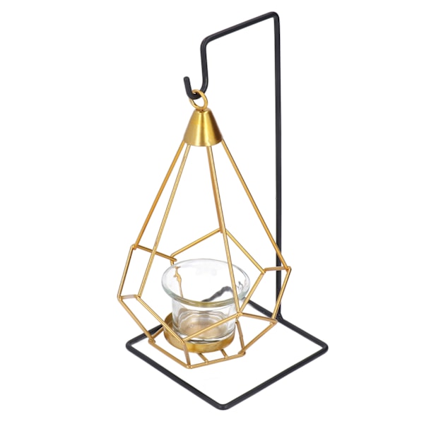 Guld Ljusstake Hållbar Metall Glas Elegant Romantisk Atmosfär Brett Använd Metall Ljusstake för Hem Kontor Bar