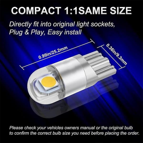 30 Pieces LED Car Bulb COB Replacement Bulb, 168 LED Bulbs, LED Interior Car Lighting, W5W LED Bulb, LED Bulbs for Car
