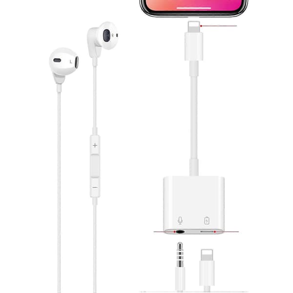 MH80Y Lightning 8Pin til 3.5mm+Lightning 8Pin Adapterkabel Støtter Lading Lyd Samtaler for iPhone