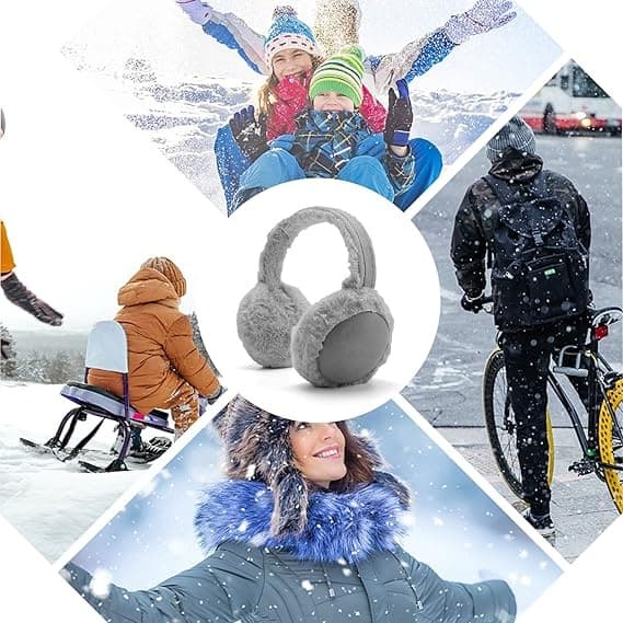 Ørevarmer Vinter Foldbare Varme Ørevarmere Pels Ørevarmer Varmere til Kvinder Piger Grå