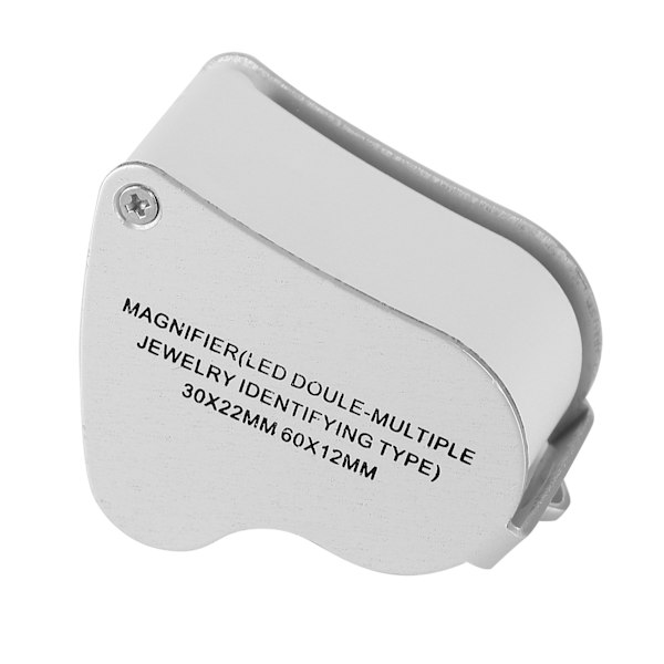 Smykker Lupe ABS Aluminium 30X 60X Dobbelt Linse LED Lupe Lampe til Smykker Identificering