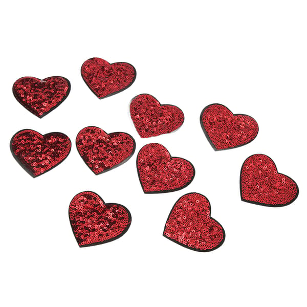 10 st Röda Hjärtan Patch DIY Sömnad Bomull Stryk På Patch Broderad Applikation för Sömnad Bröllopsklänningar Presenter Väskor