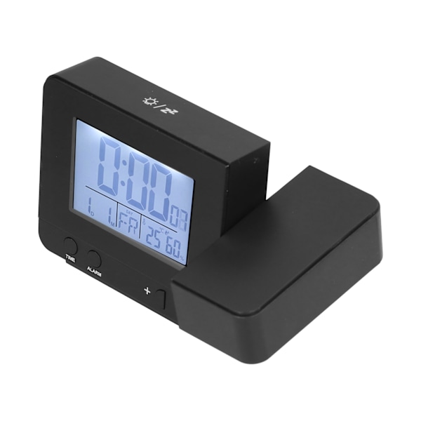 180° rotations projektionsväckarklocka USB-driven LED-digitalklocka med temperatur- och fuktighetstest Svart