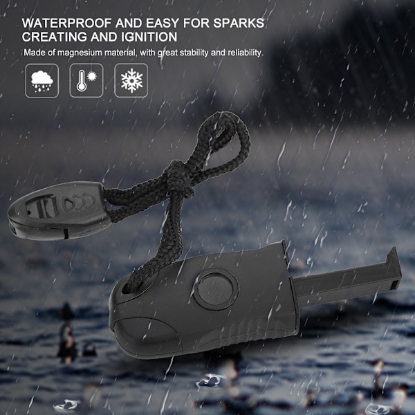 Magnesium Flint Sten Ildstarter Tænder Emergency Outdoor Survival Camping Sort