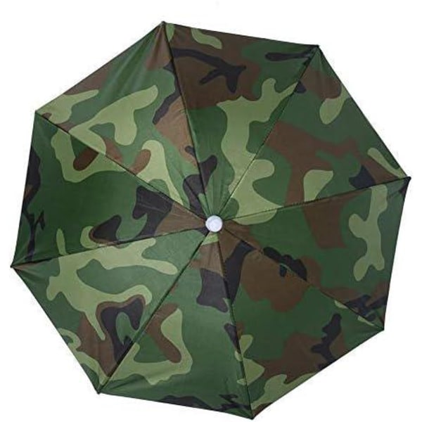 Huvudmonterat anti-UV-paraply, solfiskeparaply, regnhatt, 65 cm (kamouflage)