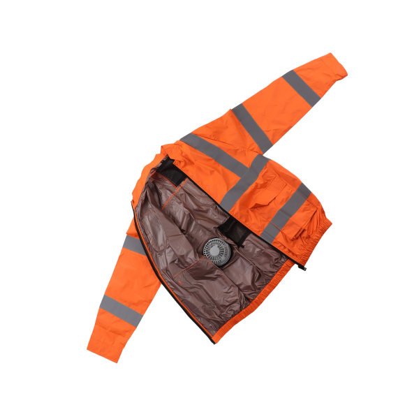 Sladdlös fläktjacka reflekterande sommar kylfläkt kläder kylning solskydd arbetskläder långärmad vit fläkt XL fluorescerande orange